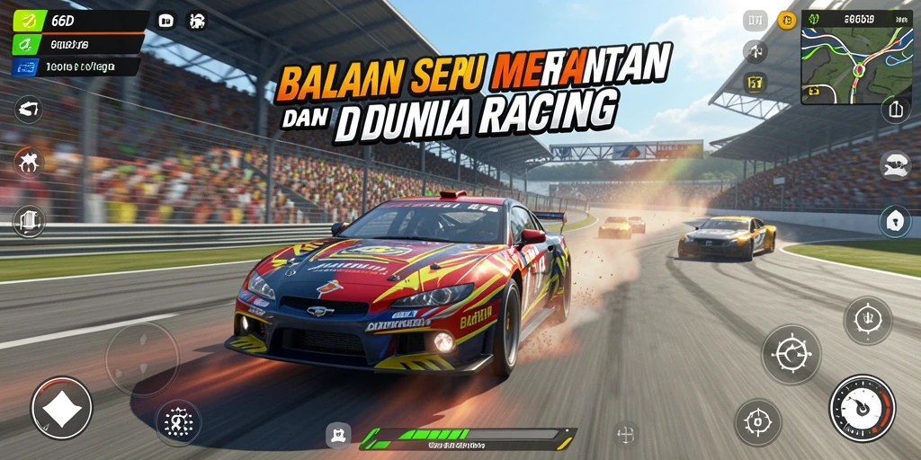 Tangkapan layar 66D menunjukkan aksi balapan seru dan mendebarkan.