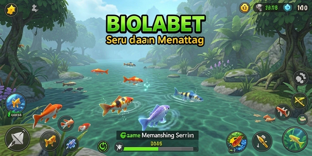 Screenshot utama BIOLABET menampilkan keseruan gameplay memancing.