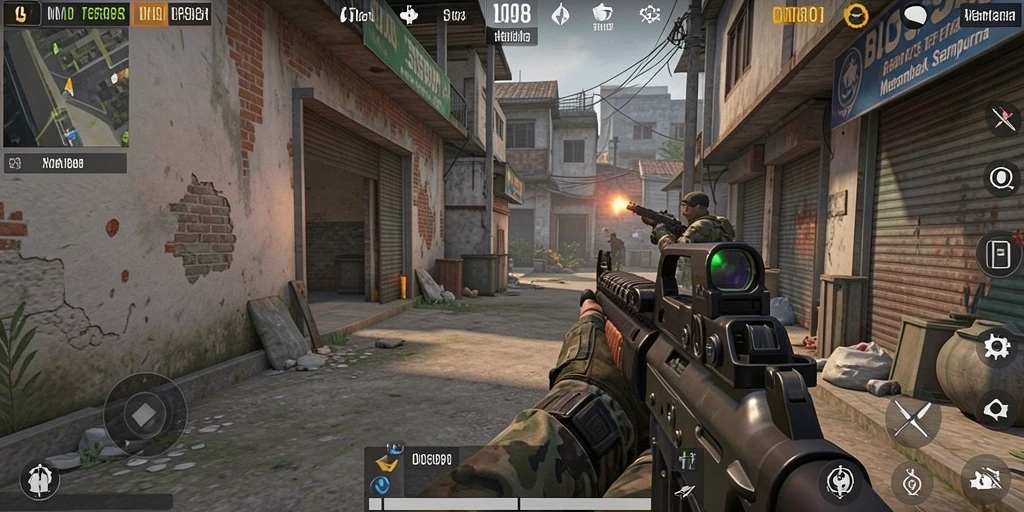 Tampilan gameplay FPS yang mendebarkan di BOS898.