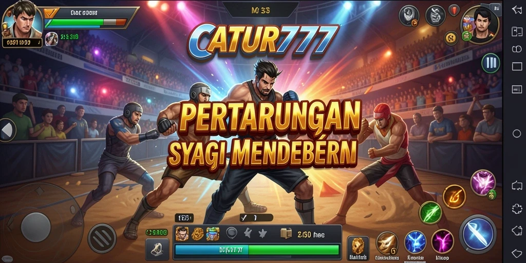 Tampilan gameplay mendebarkan di CATUR777 saat bertarung melawan lawan.