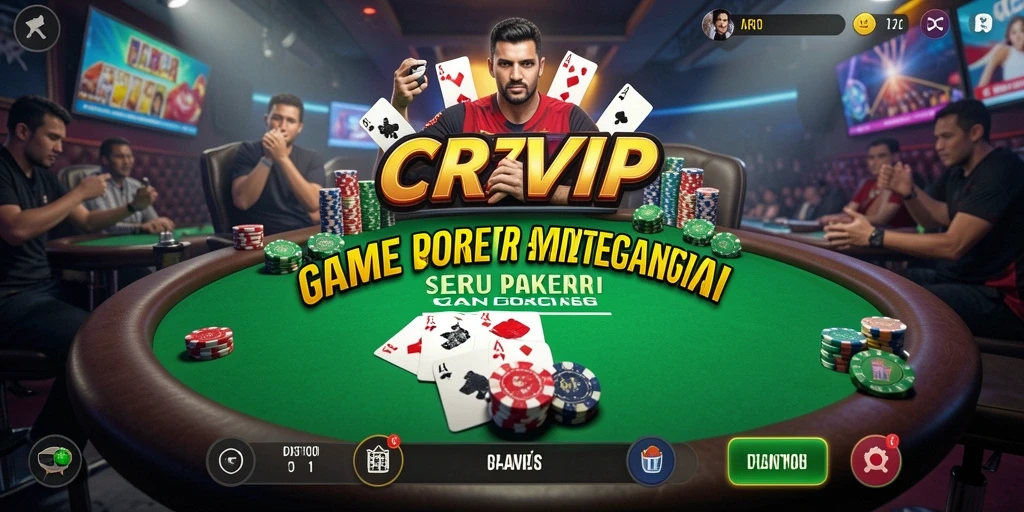 Screenshot menampilkan antarmuka gameplay Poker yang menarik dan dinamis.