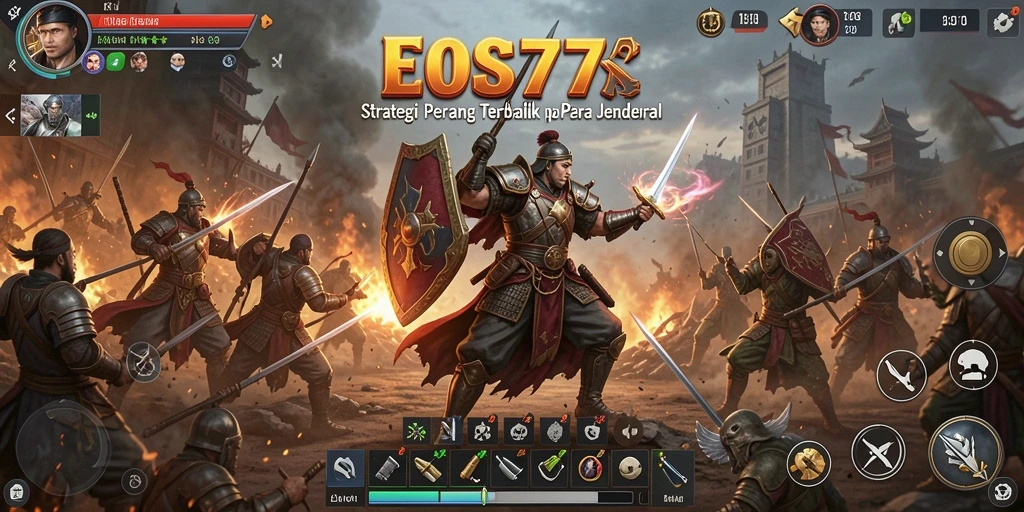 Screenshot gameplay EOS77 menampilkan pertempuran strategis yang mendebarkan.