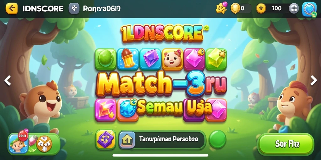Tampilan gameplay <strong>IDNSCORE</strong> yang penuh warna dan menarik