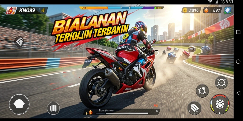 Tampilan gameplay KNO89 yang seru dan mendebarkan di trek balapan.
