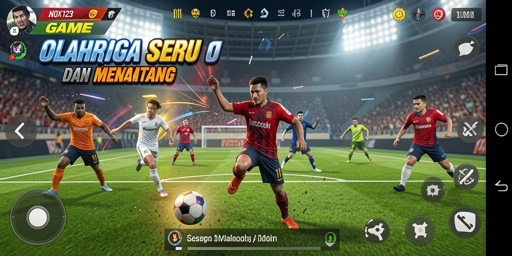 Screenshot gameplay NOX123 yang menunjukkan aksi olahraga yang mendebarkan.