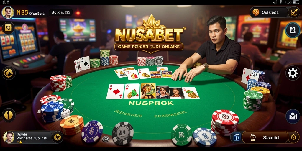 Tampilan gameplay NUSABET yang mendebarkan saat bermain poker.