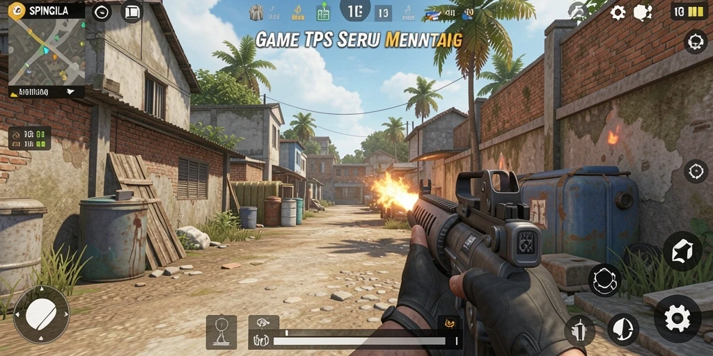 Tampilan gameplay seru dari SPINGILA dengan aksi tembak-menembak yang dinamis.